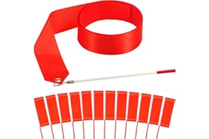 HiUnicorn 12PCS Red Dance Ribbons, Red Party Favors, 4th of July Accessories, Ribbon Dancer Wand for Kids Gymnastics Ballerina Birthday Danza Cristiana Party Decoration