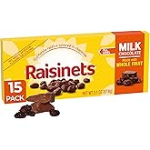 Raisinets Milk Chocolate Covered Raisins Movie Theater Candy Box, 15 Pack | Sweet treat for snacking, chocolate raisins, movie snack, milk chocolate, gluten-free, California raisins, bulk pack