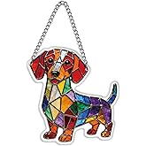 Colorful Dogs Acrylic Suncatchers for Windows Hanging Ornament Dachshund Gifts for Dog Lovers Women Friends Birthday Dachshund Christmas Decor Dog Window Decor for Home Bedroom Bathroom