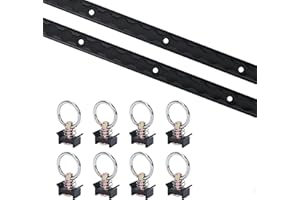 lukar 2 Pack 4ft Black L Track Rail and 8pcs L Track Single Stud Fitting, 10 Piece L Track Tie Down System, Truck Bed Rail for Enclosed Trailer, Trucks, Vans, Pickup