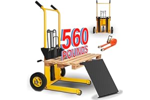 VISHOMEYARD Carrier Material Hand Forklift Pallet Stacker, 560 lb. Capacity, 35 in. Lift Height with Adjustable Forks and Fixed Legs, Material Lifter, with Shelves
