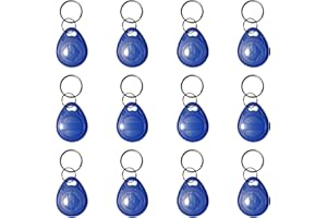 XIXEI 12 pcs Writable 125kHz RFID Keyfob Proximity for ID HID and AWID Card Token Tag Rewritable T5577/CET5577 Universal Blue Blank Tags