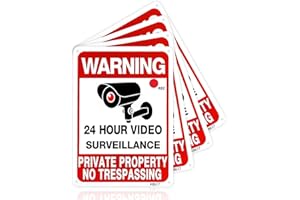 SEHINU No Trespassing Signs Private Property 24 Hour Video Surveillance Signs Aluminum 7*10 inchs Warning Sign for Property Security Camera Sign for Yard and Home (4-Pack)