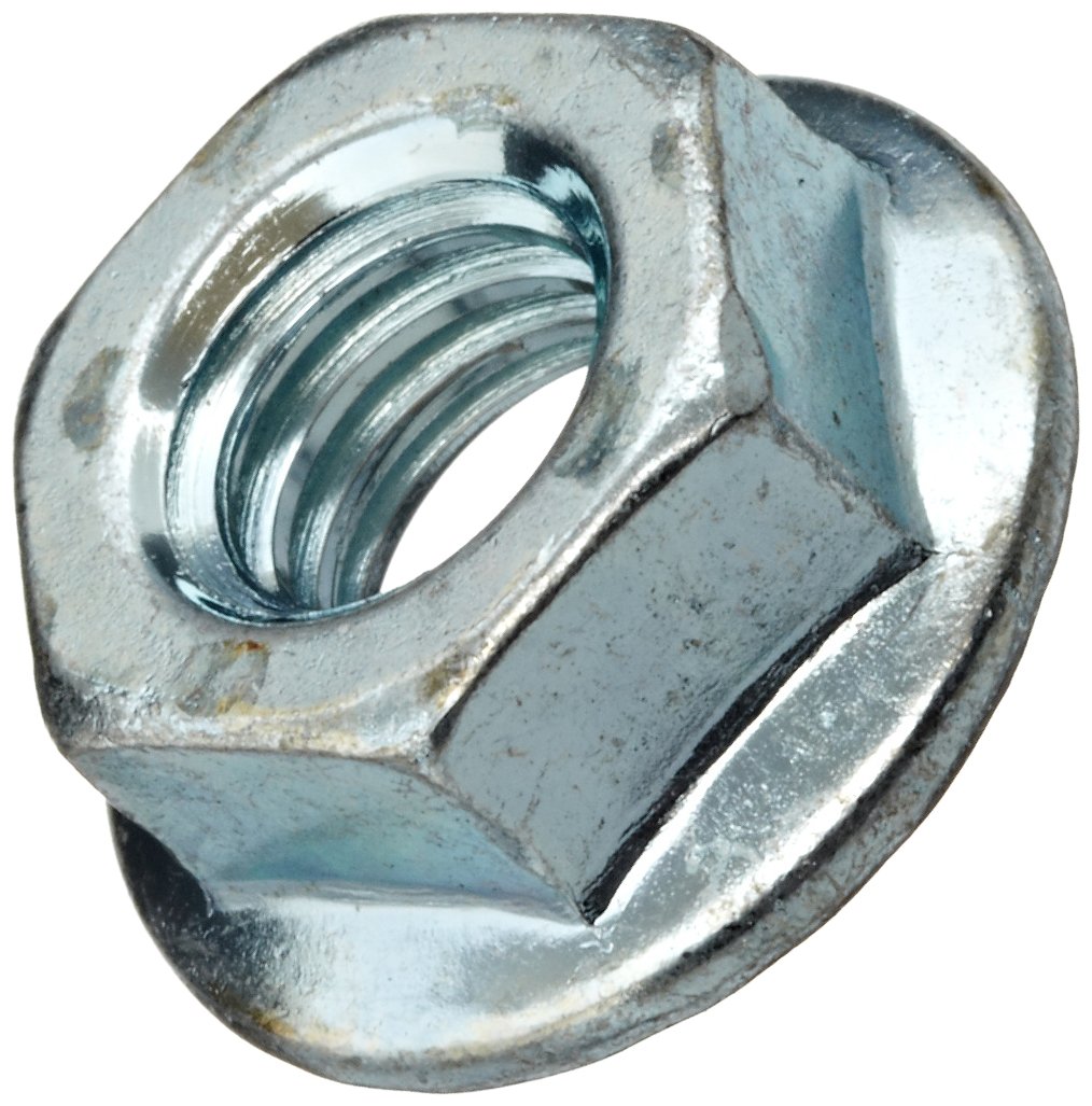 Steel Flange Nut, Zinc Plated Finish, Grade 2, SelfLocking Serrated