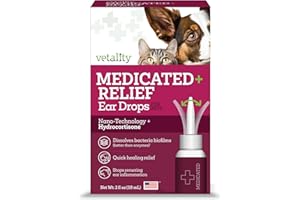 Vetality Medicated Otic Drops for Dog Ear Infection Treatment, 2 fl oz