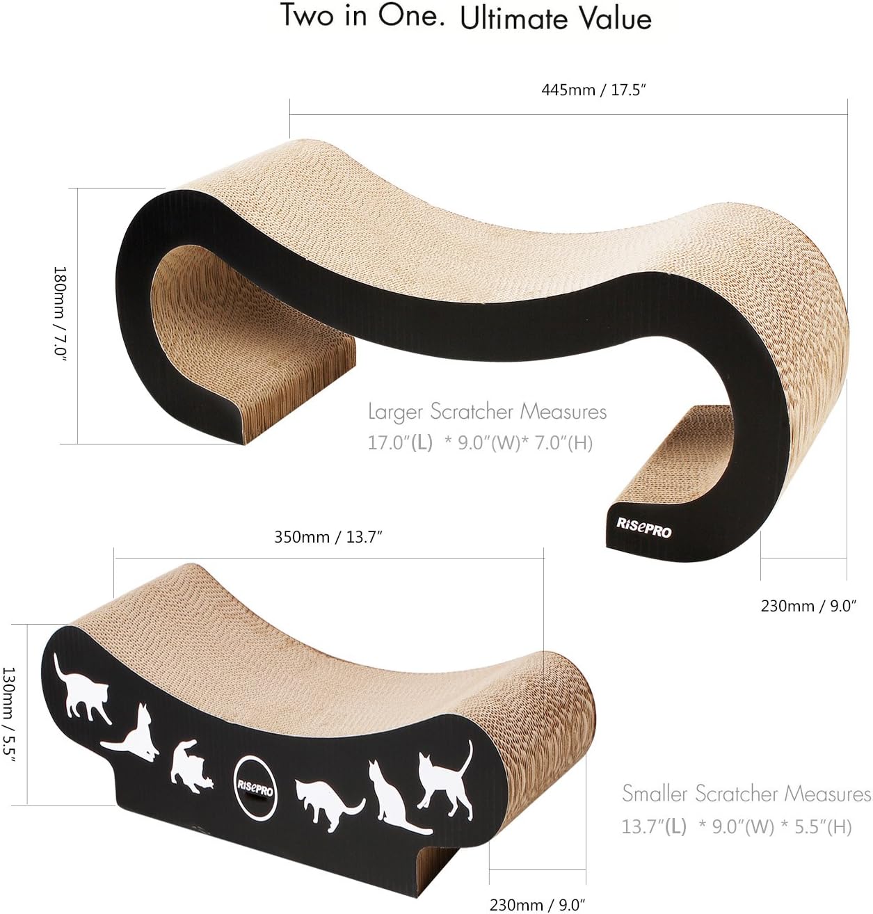 RISEPRO Cat Scratcher, 2-in-1 Cat Scratcher Cardboard, Cat Sofa, Cat Scratching Pad, Cat Furniture, Cat Bed, Cat Scratching Post : Pet Supplies