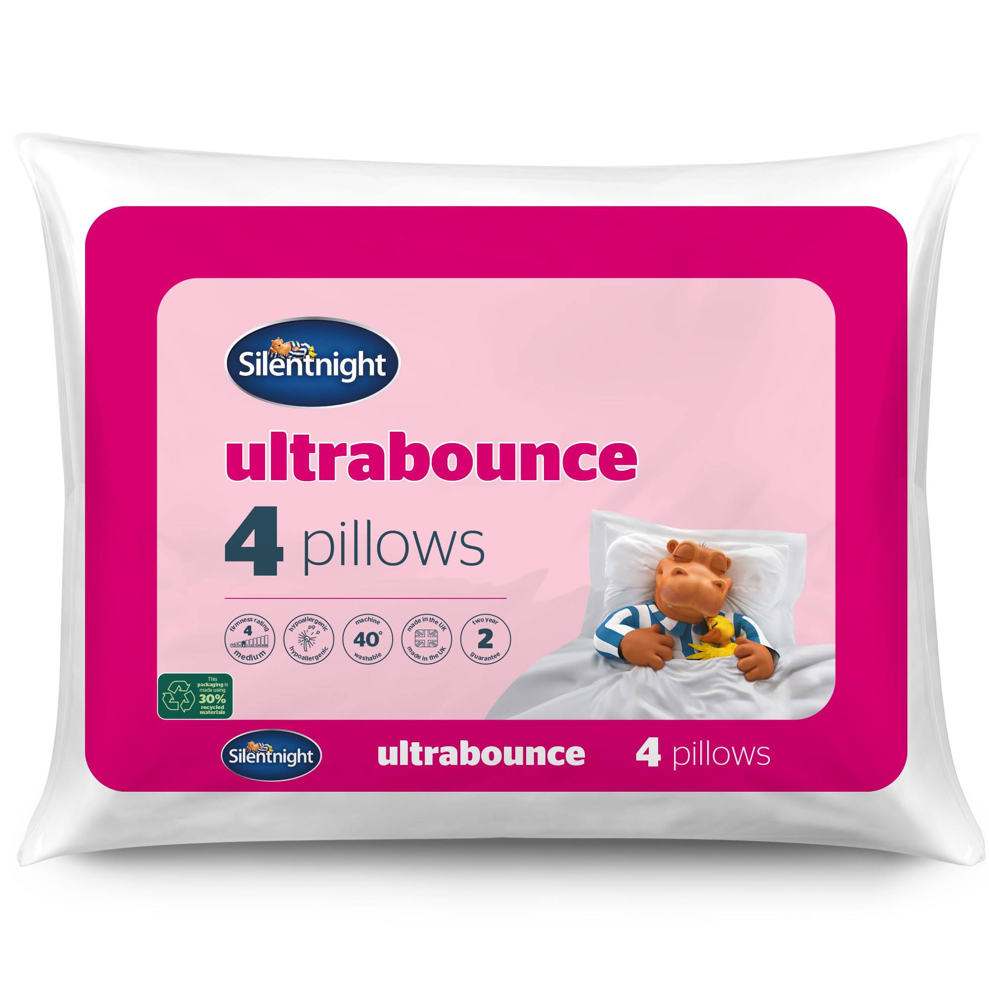 Silentnight Ultrabounce Plus Pillow with DuPont- 4 Pack