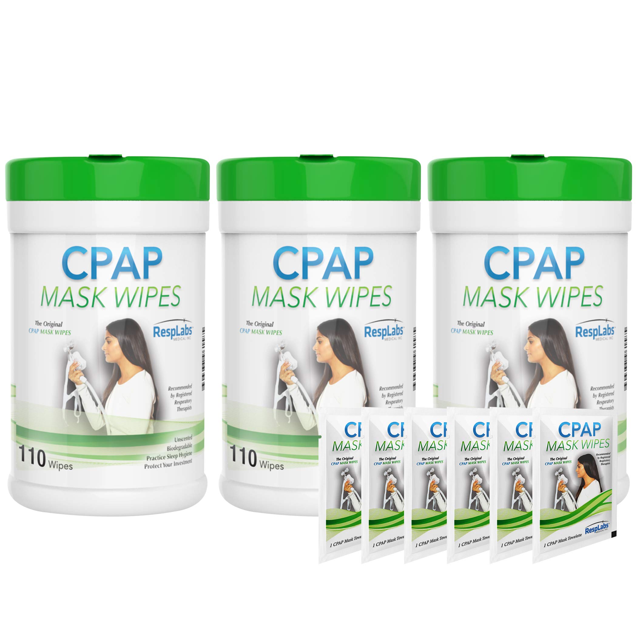 110 Pack CPAP Mask Wipes + 2 Travel Wipes (3 Bottles) TOP Quality USA
