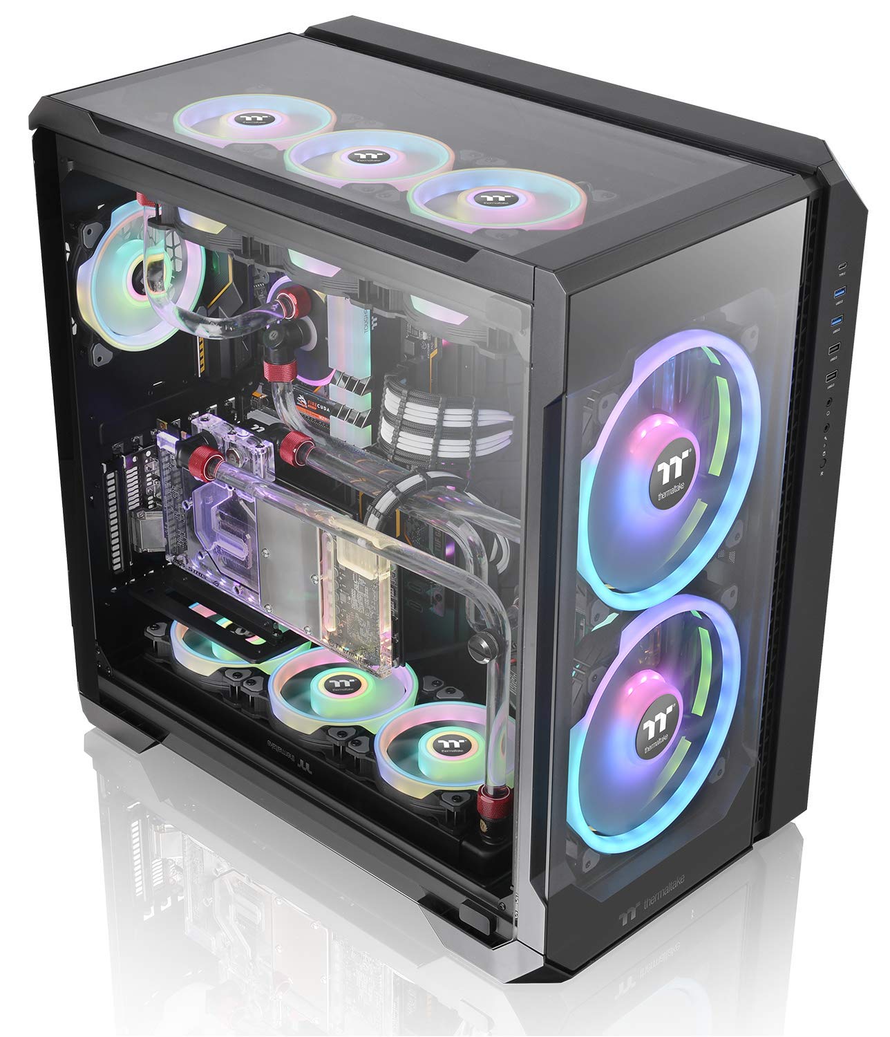 Thermaltake View 51 Motherboard Sync ARGB E-ATX Full Tower Gaming Computer Case with 2 200mm ARGB 5V Motherboard Sync RGB Fans + 140mm Black Rear Fan Pre-Installed CA-1Q6-00M1WN-00