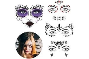 Bowitzki Face Jewels Halloween Rhinestone Stickers Self Adhesive Crystal Makeup Face Gems Stick for Festival Accessory Decorations (C)