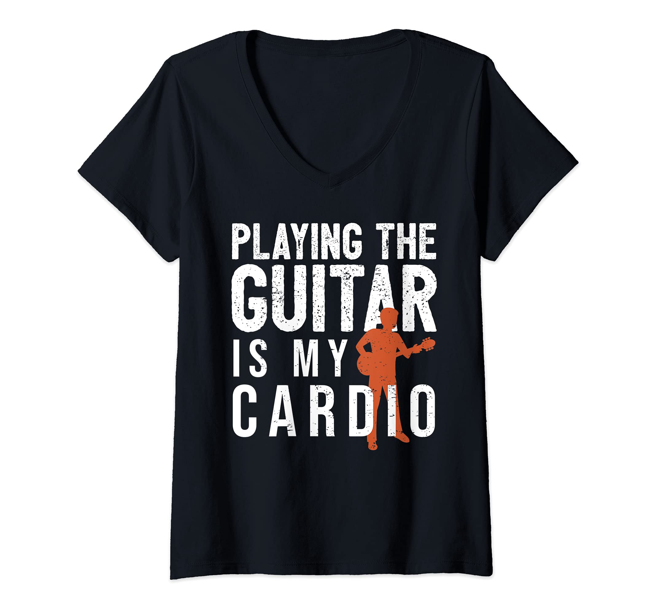 Womens Funny Player Saying Guitarist I Playing The Guitar Cardio V-Neck T-Shirt