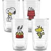 Tervis Peanuts Best Buddies Collection Snoopy Woodstock House Made in USA Double Walled Insulated Tumbler Travel Cup Keeps Drinks Cold & Hot, 16oz 4pk, Assorted