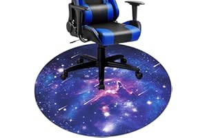 HiiARug Chair Mat for Hardwood Floor Anti-Slip Office Chair Mat for Carpet Desk Chair Mat Computer Chair Mat Floor Protector for Office Gaming Room (Round 47", Blue)