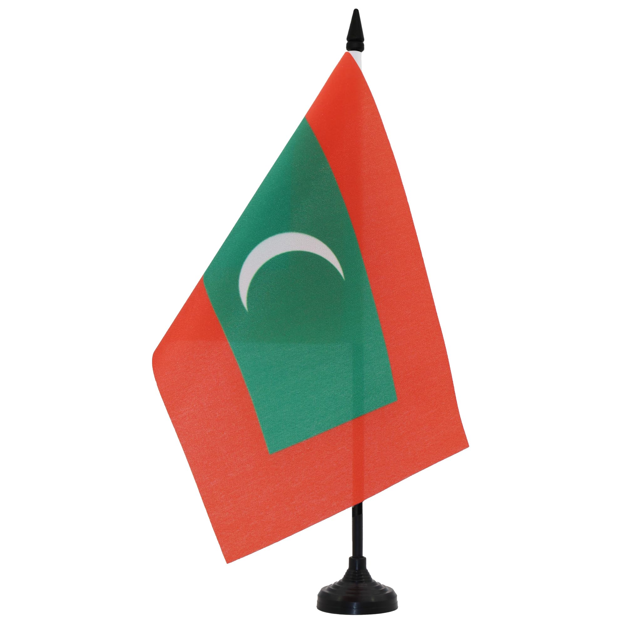 AZ FLAG Maldives Table Flag 5'' x 8'' - Maldivian Office Decoration 100% Polyester 21 x 14 cm - Mini Desk Flag with Pole and Black Plastic Base