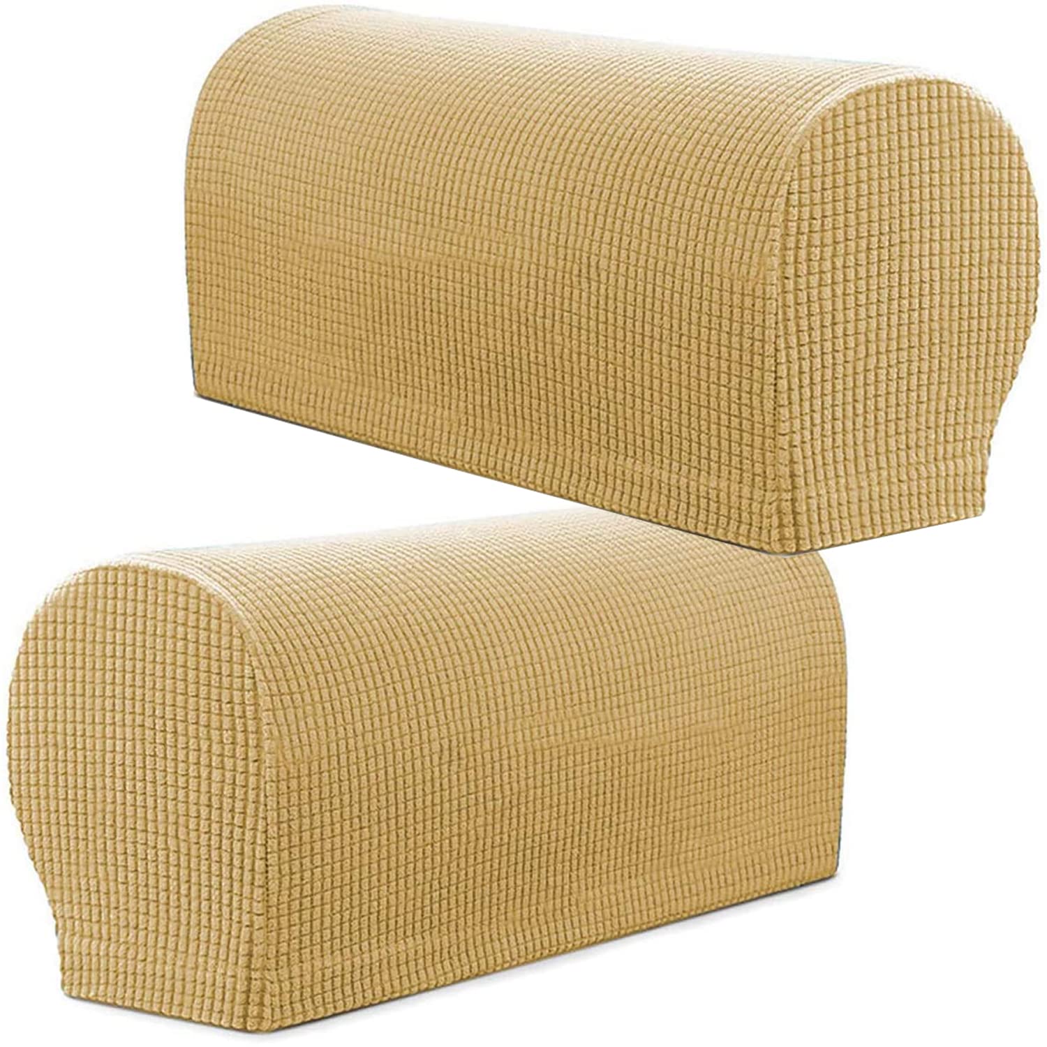 XIEHUZA Arm Rest Covers, Stretch Armchair Couch Armrest Chair Covers for Furniture Protector, Anti-Slip Sofa Chair Arm Caps Spandex Polyester Slipcovers, Set of 2 (Beige)