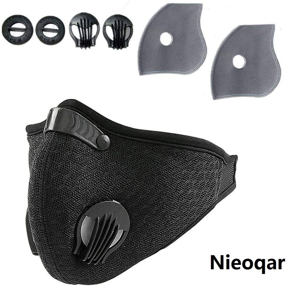 Nieoqar Dust Mask,Upgrade Version Activated Carbon Dustproof Mask with Valves and Activated Carbon Filters,Filtration of Dust,Pollen Allergy and PM2.5,Cycling Ski Half Face Mask Outdoor Activities