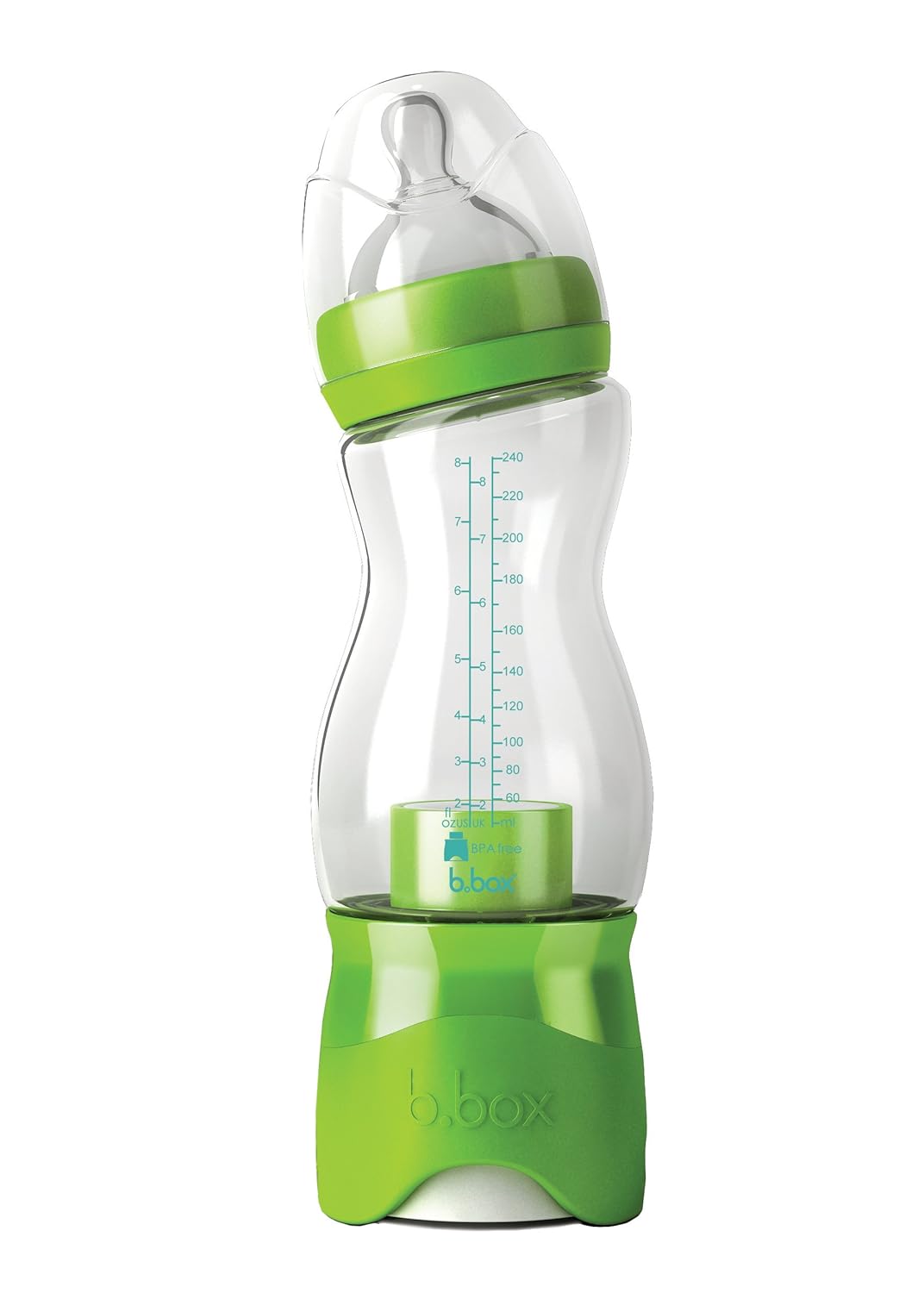 b.box Baby Bottle + Dry Formula Dispenser | Color: Lime Twist | 8 oz. | BPA-Free| Phthalates & PVC Free| Dishwasher Safe : B Box : Baby