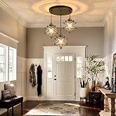 HAIXIANG Clear Glass 3 Pendant Lights Kitchen Dining Chandelier | Oiled Bronze Ceiling Chandelier, Warm Light LED Bulbs Included