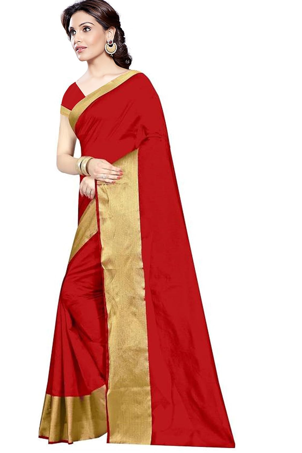 the shopoholic red cotton silk saree for women
