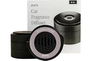 Pura Car Diffuser Starter Set - Plug-In Smart Car Aroma Diffuser & Premium Car Diffuser Fragrance - Long-Lasting Fragrance for 30 Days of Aroma - Car Must-Have - Teak & Leather