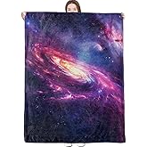 dongprom Galaxy Blanket Purple Starfield Art with Vivid Swirling Nebula and Cosmic Space Throw Blankets Lightweight Flannel Throws for Camping Couch Bed Home Decor Gifts for Adults,60x50inch