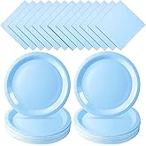 Blue Paper Plates Light Blue Plates Baby Blue Plates and Napkins Party Supplies Blue Party Plates Disposable Dinnerware for Blue Baby Boy Shower Birthday Wedding Party Decor,Serves 50 Guests