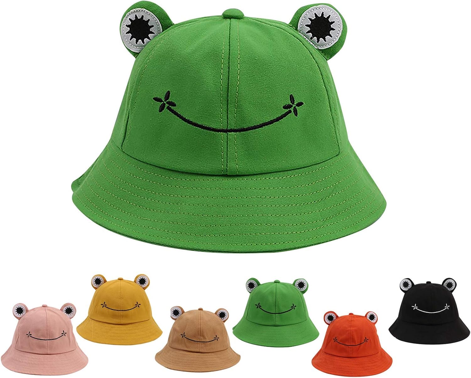 LAIYIFA Adults Sunhat for Women Men Cute Frog Bucket Sun Hat Summer