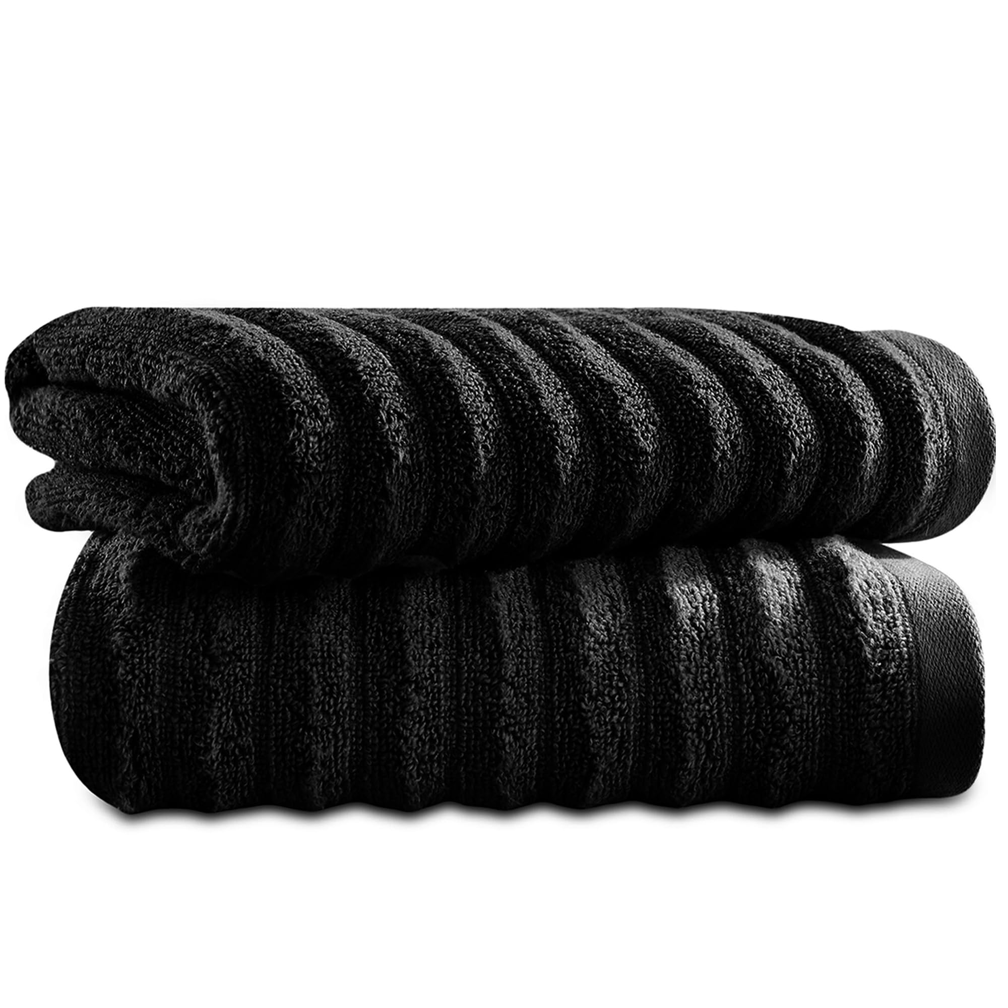 Towelogy Bamboo Face Cloth Makeup Remover Facial Cleansing Cloths Super Soft Fingertip Towels for Delicate Sensitive Skin | 30x30 cm - Pack of 2 (Black, 2)