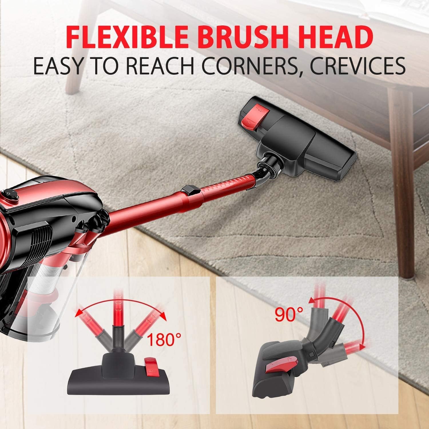 MOOSOO Vacuum Cleaner, 17KPa Strong Suction 4 in 1 Corded Stick Vacuum for Hard Floor with HEPA Filters, D600 -
