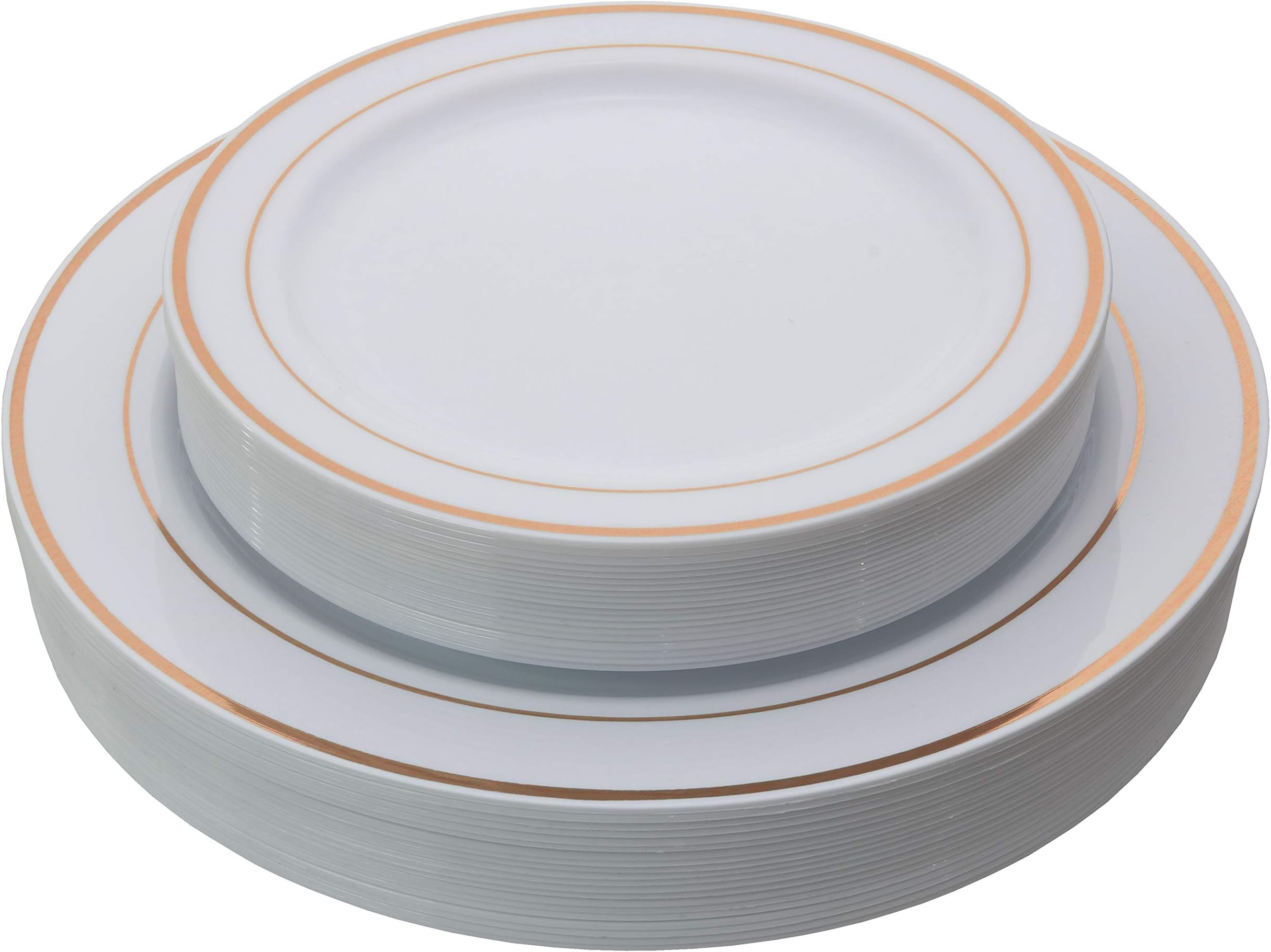 exquis réfléchissant Plastique Plates-60 Lot de Premium Heavyweight Plastique Vaisselle (76,2 - 26 cm dîner et 30–19,1 cm à salade/dîner) Mariage comme Chine rose gold