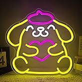 Anime Neon Sign Pom Pom Purin Neon LED Signs for Bedroom Wall Cute Pudding Dog Light Up Signs for Girls Room Kids Neon Wall Sign Decor Night Light Gift for Children Teens