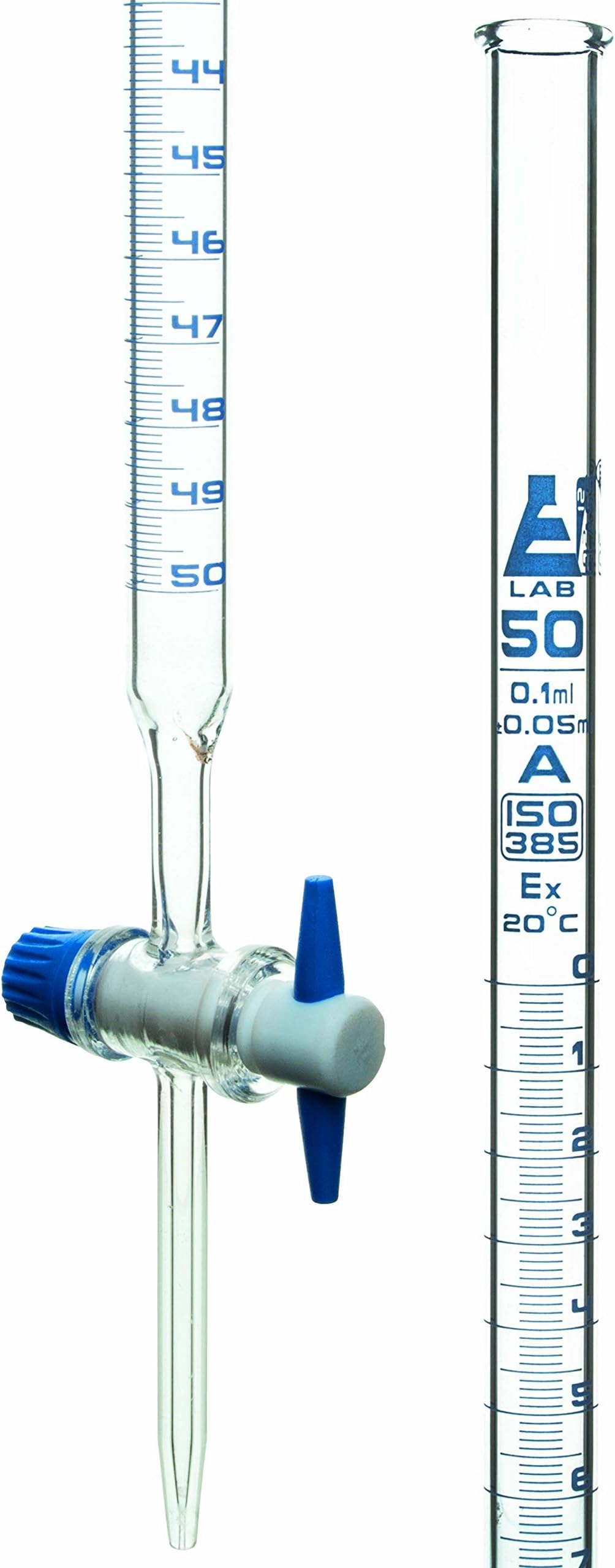 LabGlass by EISCO - Burette, Made of Borosilicate Glass 3.3, PTFE Stopcock, 50 ml, Class-A