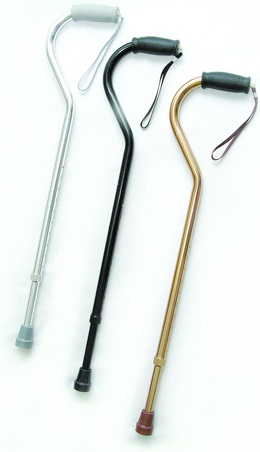 Offset Handle Cane With Strap Silver Health & Personal Care