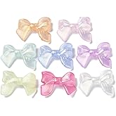 LiQunSweet 20 pcs Mixed Color Glitter Bow Tie Shaped Acrylic Beads Transparent Bowknot Bow Spacer Beads for Bracelet Earring Necklace DIY Crafts Jewelry Making