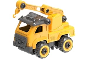 TOYTWIST Take Apart Toy Crane with Electric Screwdriver, Hands-on Skill Remote Control Toy Car Construction Set Indoor/Outdoor Play STEM Learning Game, Present for 6+ Boys and Girls