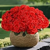 NESCCI 8 Pack Artificial Geranium Flowers for Outdoors UV Resistant Artificial Flowers Silk Geranium Fake Flowers Faux Flower for Outdoor Planters Garden Plants Window Sill Courtyard Home Decor(Red)