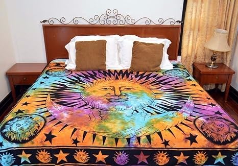 Amazon Com Vedant Designs Psychedelic Celestial Sun Moon Duvet Cover Set Indian Sun Hippie Hippy Bedding Set Tie Dye Comforter Cover Multi Sun Moon Duvet Cover Home Kitchen