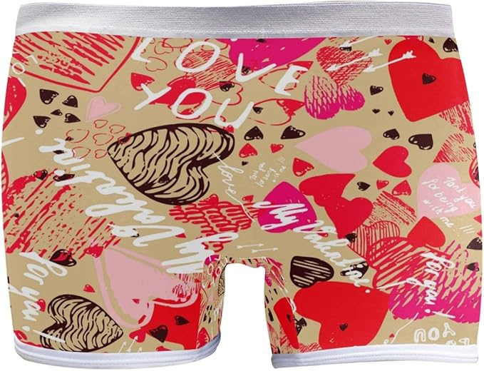 Boxer Briefs for Women,With I Love You Heart Valentine's Day Pattern Womens Boxer Briefs,Womens