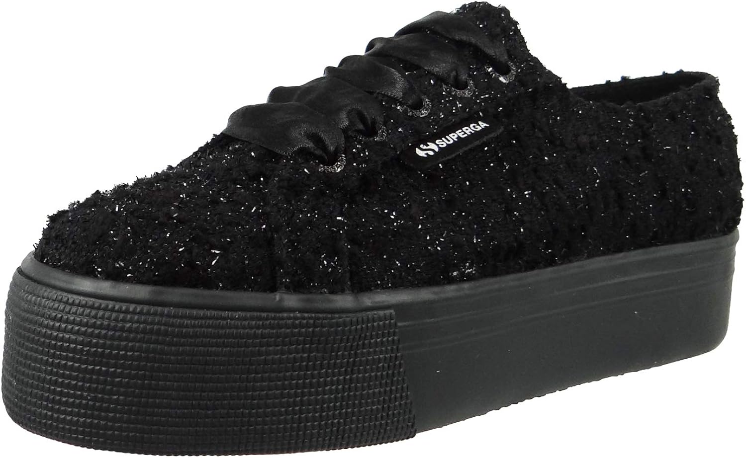 superga platform pelle nera