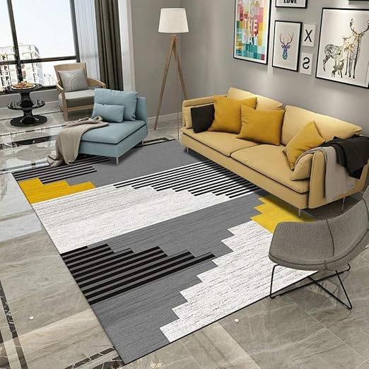 Tapis Design Tapis Contemporain Tapis De Salon Gris Jaune