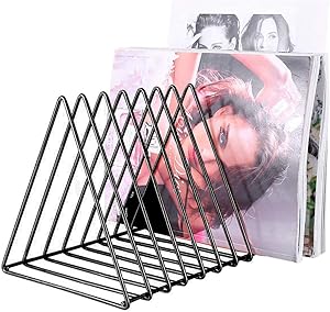 Urban Deco File Storage Holder-Triangle Iron Magazine Organizer 10 Sections (Black) For Office Home Decor-Wire Holders For Magazines, Files, Folders, Newspapers.