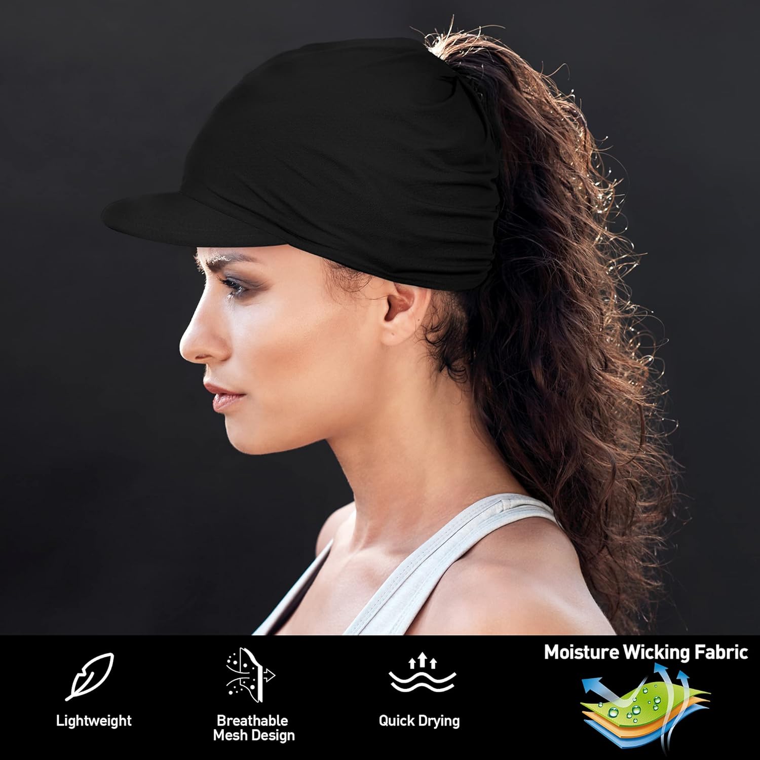 Arcweg Cycling Caps Biking Hat Uv-Protection Sweat Absorbent Cycling Hat Under Helmet Foldable Bicycle Helmet Liner Cap Golf Skull Cap for Men & Women Black: Clothing