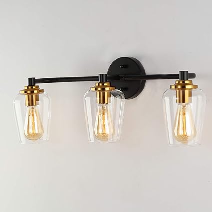 Lámpara de tocador para baño, color negro, estilo industrial, vintage