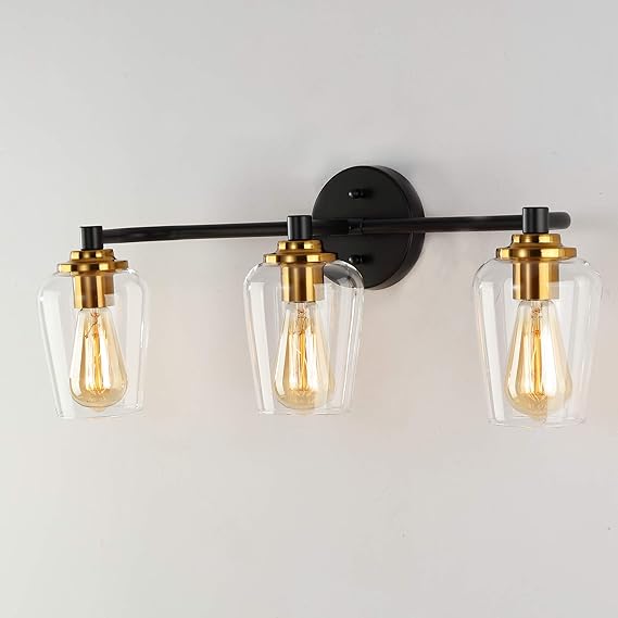 Lámpara de tocador para baño, color negro, estilo industrial, vintage