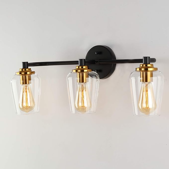 Lámpara de tocador para baño, color negro, estilo industrial, vintage