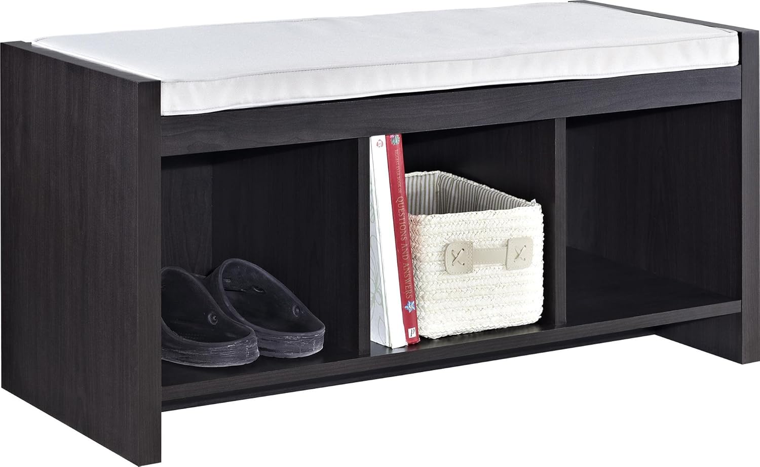 Ameriwood Home Penelope Entryway Storage Bench with Cushion, Espresso: Furniture & Decor