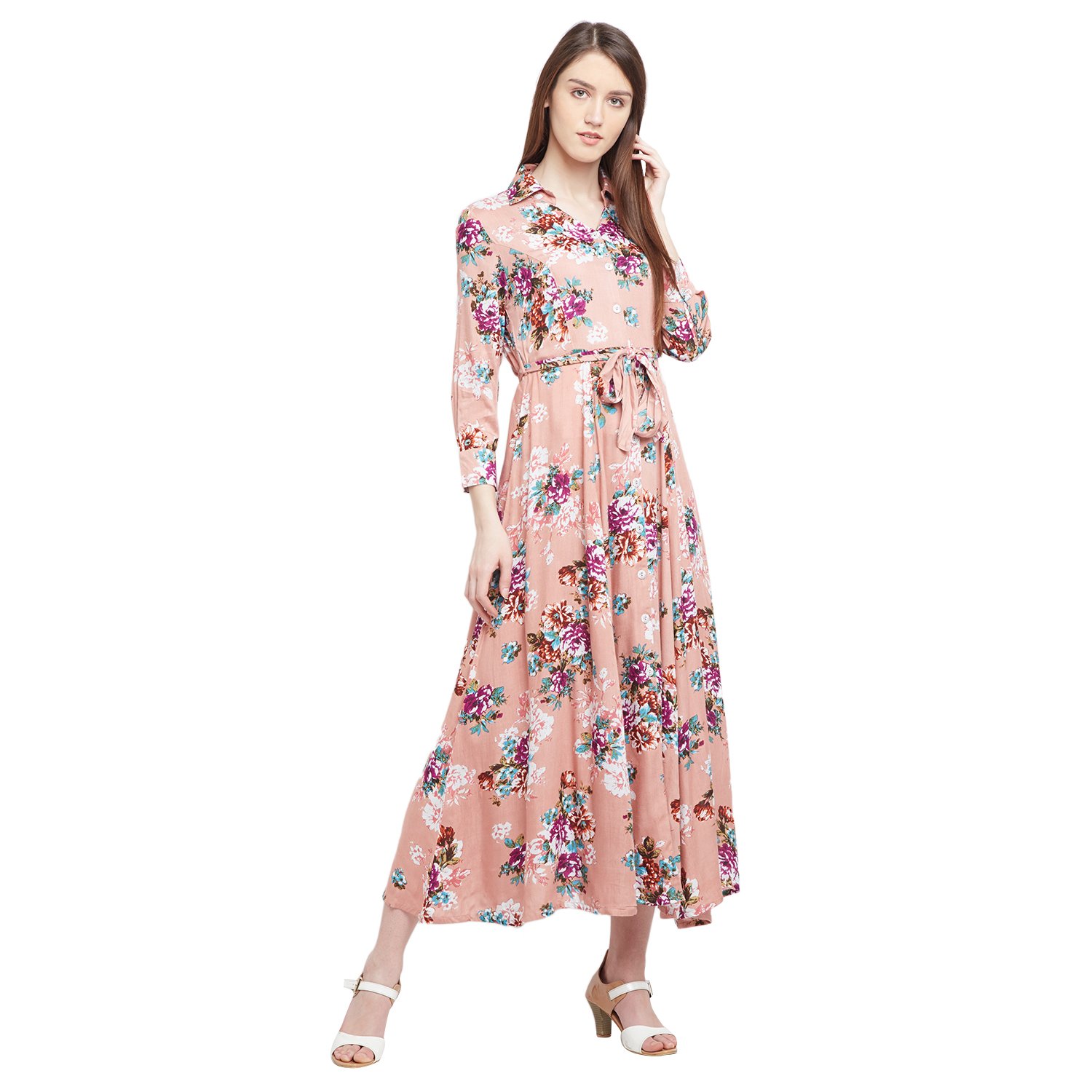 panit women's viscose floral print maxi dress