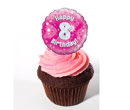 Happy 8th Birthday Girl Edible Cake Decorations Pink Stand Up