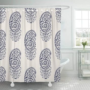 Amazon Com Emvency Waterproof Fabric Shower Curtain Hooks Wood