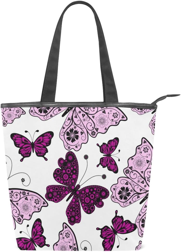 Bolso de mano para mujer niña bonito diseño de mariposas morado oscuro